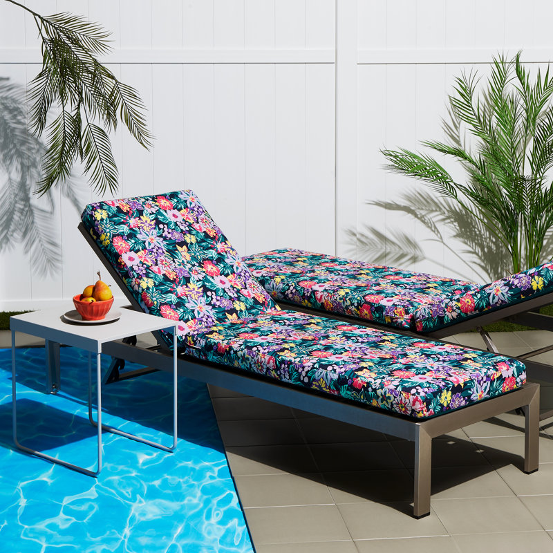 Vera Bradley Outdoor 3" Chaise Lounge Cushion, 48" W x 32" D, Happy Blooms