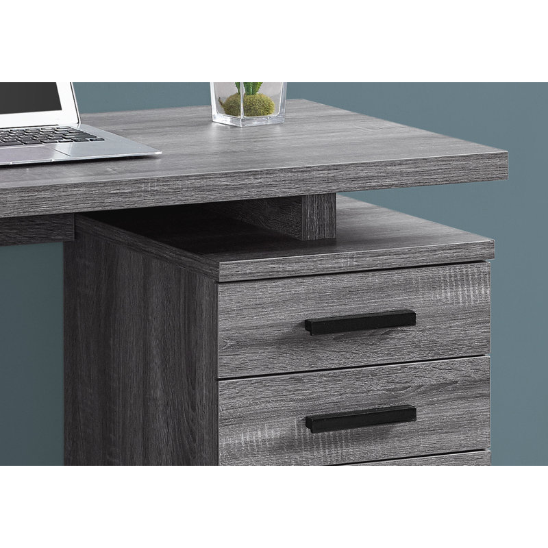 Petrella Computer Desk, Home Office, Laptop, Storage Drawers, 48"L, Work, Metal, Laminate, Black, Right-Hand Facing