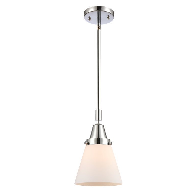 Luminaire suspendu conique 1 lumière Ashwath, Blanc mat, H 42,12 po x l 6 po x P 6 po, Chrome poli
