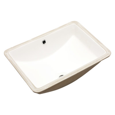 Modern Rectangular Ceramic Sink With Overflow - 18.5"X13.5" White Undermount, Stain For Bathroom, Office, , Restaurant Spaces Bathroom Undermount Modern, Elegant, Overflow, Multiple Areas