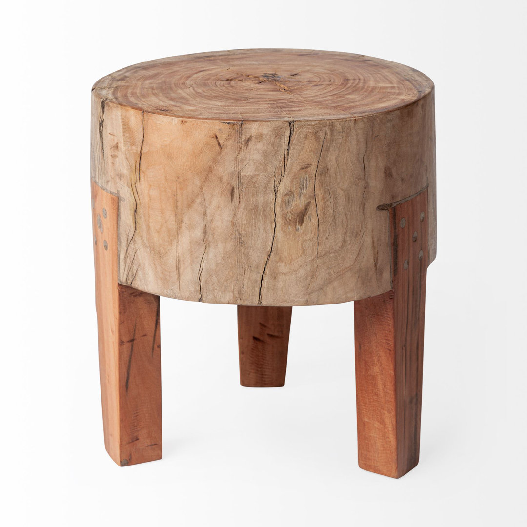 Solid + Manufactured Wood Accent Stool Loon Peak®