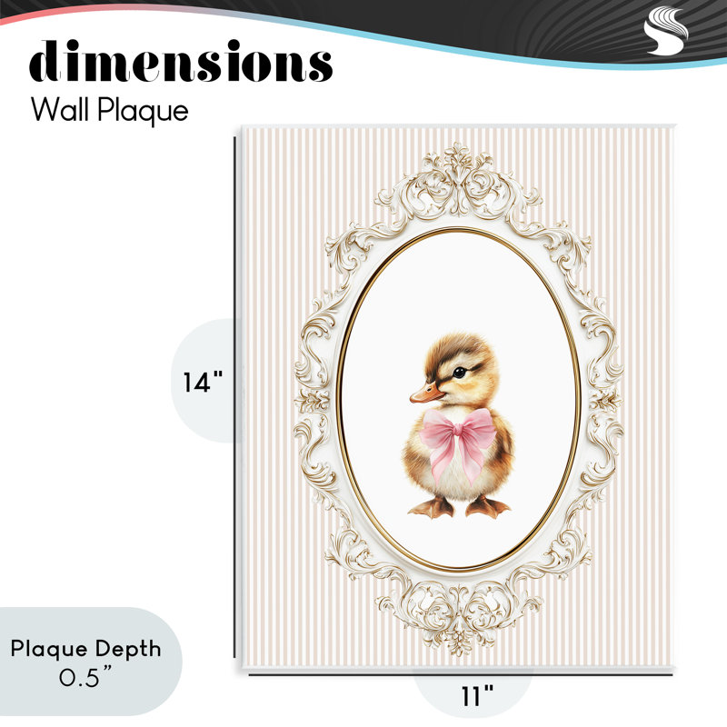 Plaque murale Spring Gingham Baby Duck, design par Christine Simpson Art