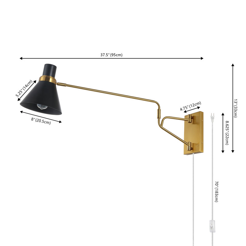 Neslund Iron Swing Arm Sconce, Black