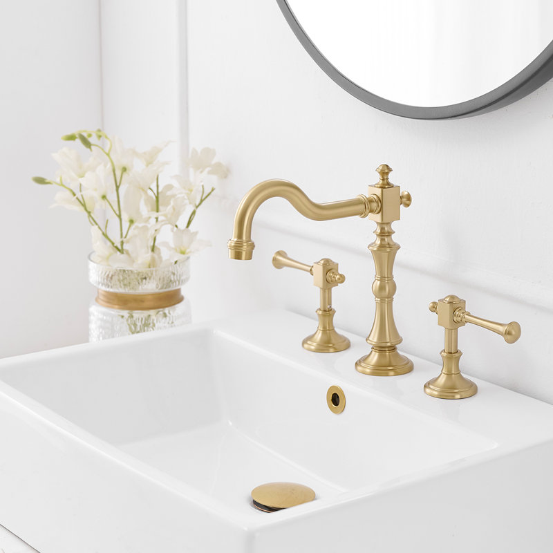 2-handle Bathroom Faucet with Drain Assembly, Brushed Gold
