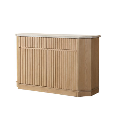 Qwin Natural Marble Top & Oak Finish Server