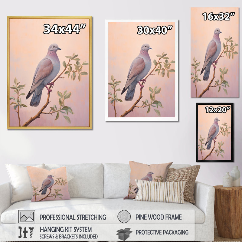 «Dove S Solever Presence», reproduction sur toile, Cadre simple argenté, H 40 po x l 30 po x P 1,5 po