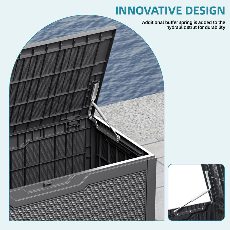 Balconera 100 Gallons Lockable Resin Deck Box, Gray