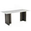 Table de salle à manger rectangulaire de 69,30 pouces de style moderne, en verre trempé avec plateau de table en marbre, pieds de table brossés mat, convenant à 4 à 6 personnes, marbre blanc, gris mat.