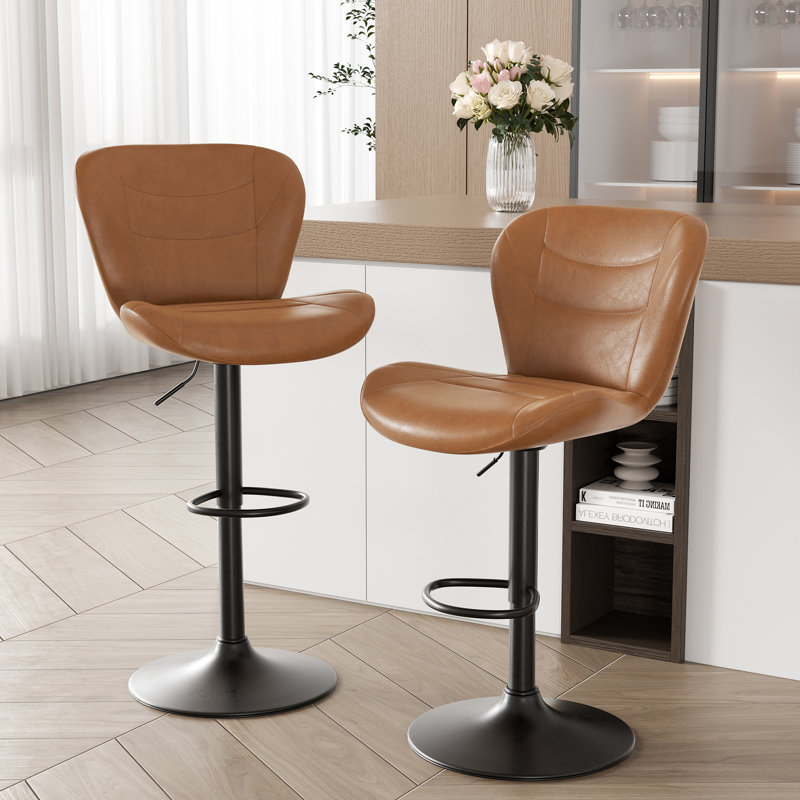 Adjustable Height Counter Stool with Metal Frame, Yellow