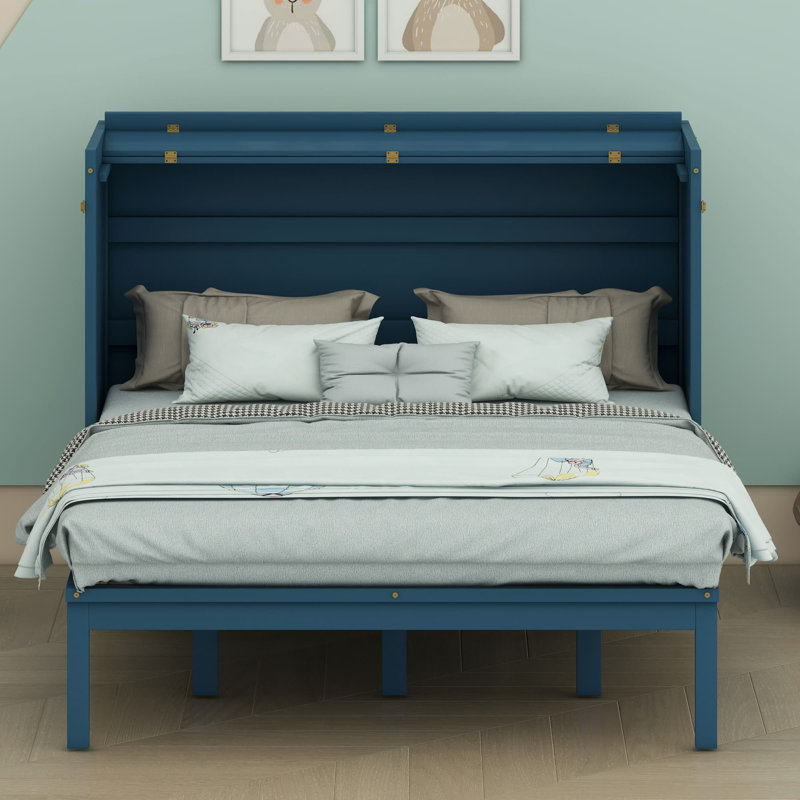 Lit escamotable avec pieds en fer, Bleu