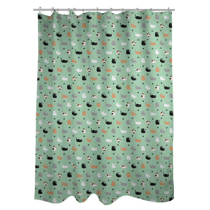 Rideau simple pour chat, Vert / Bleu / Jaune