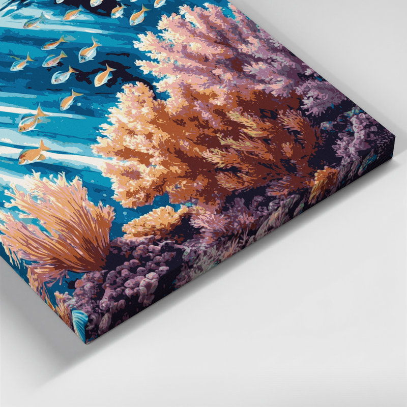 Art mural sur toile, "Coastal Reef Scene" mauve, H 11 po x l 14 po