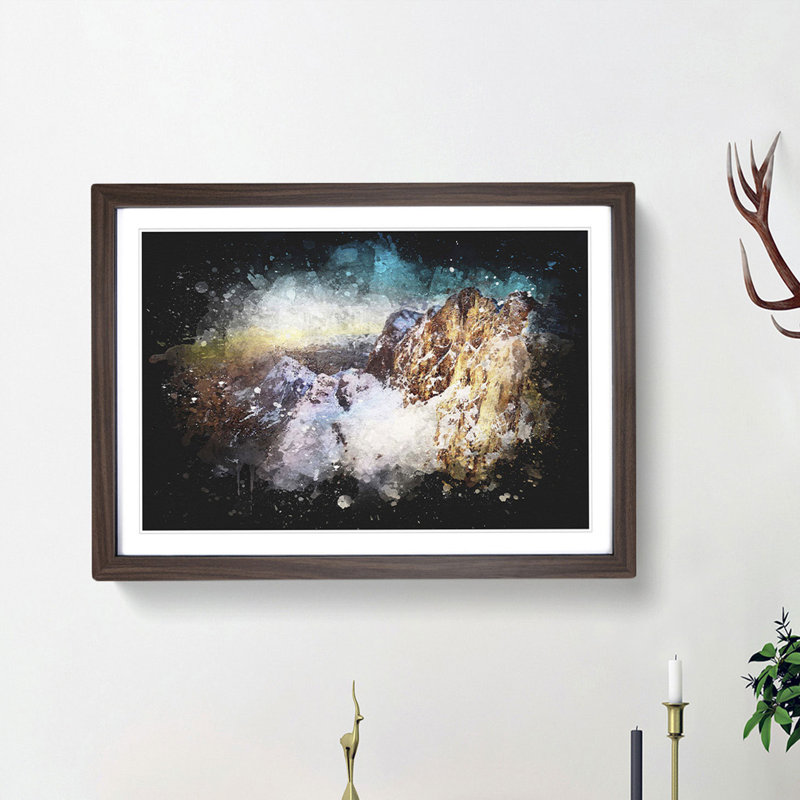 Hoher Dachstein Mountain in Austria - Picture Frame Painting Print, 45cm H x 63cm W x 2cm D, Walnut Framed