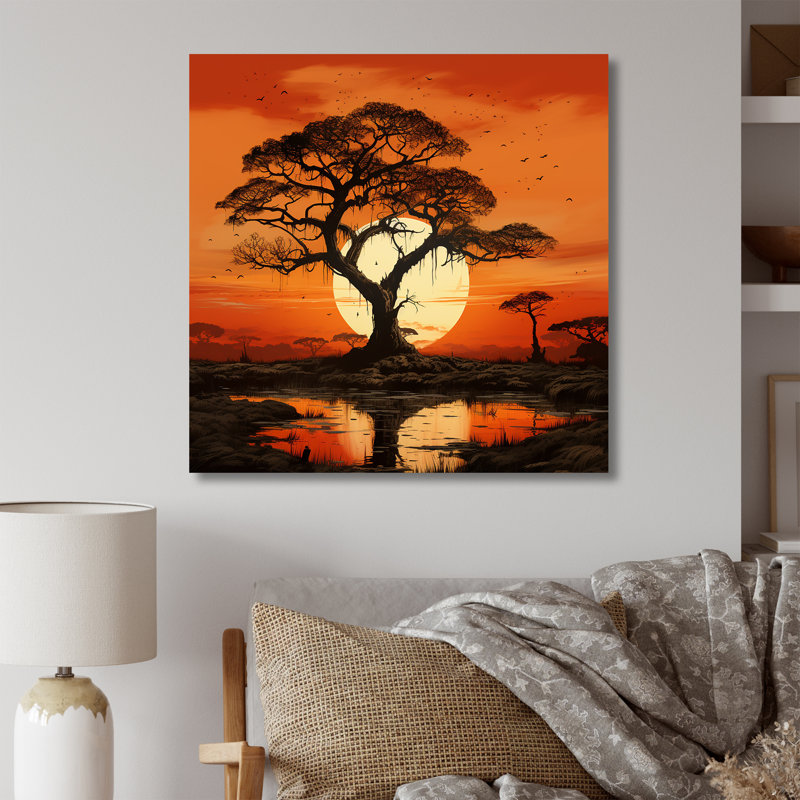 «Sunset Silhouettes Of Baobab Tree I», reproduction sur toile, Toile tendue, 36" H x 36" W