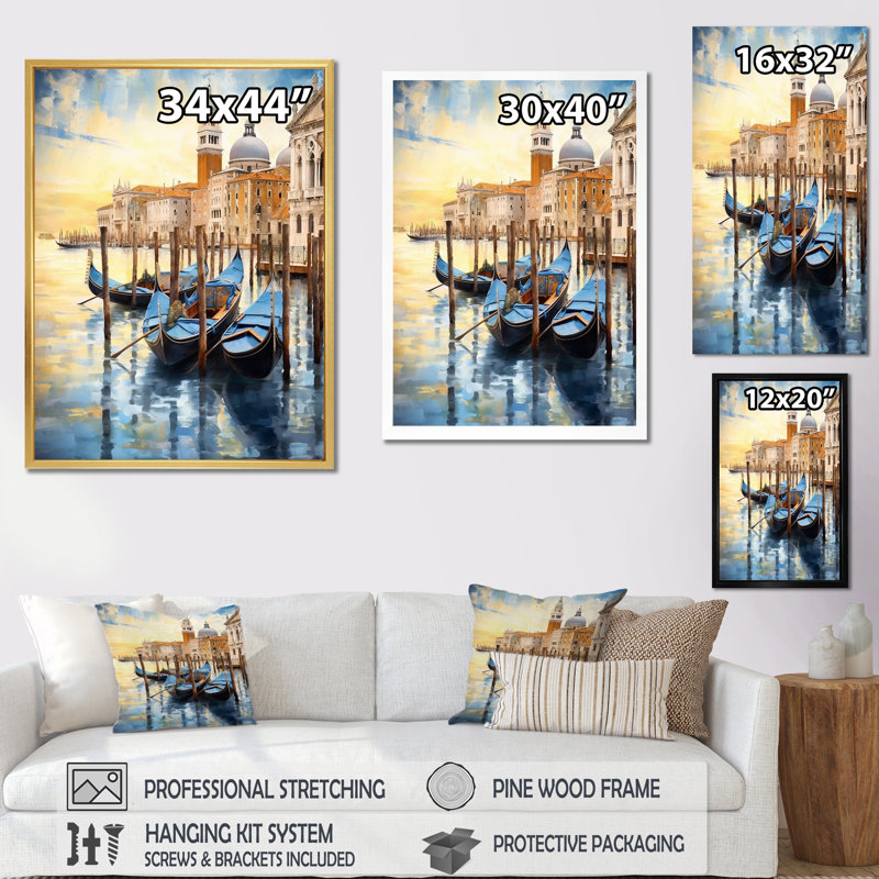 Venise, Italie, canal enchanteur sur toile, H 32 po x l 16 po x P 1 po, Toile tendue