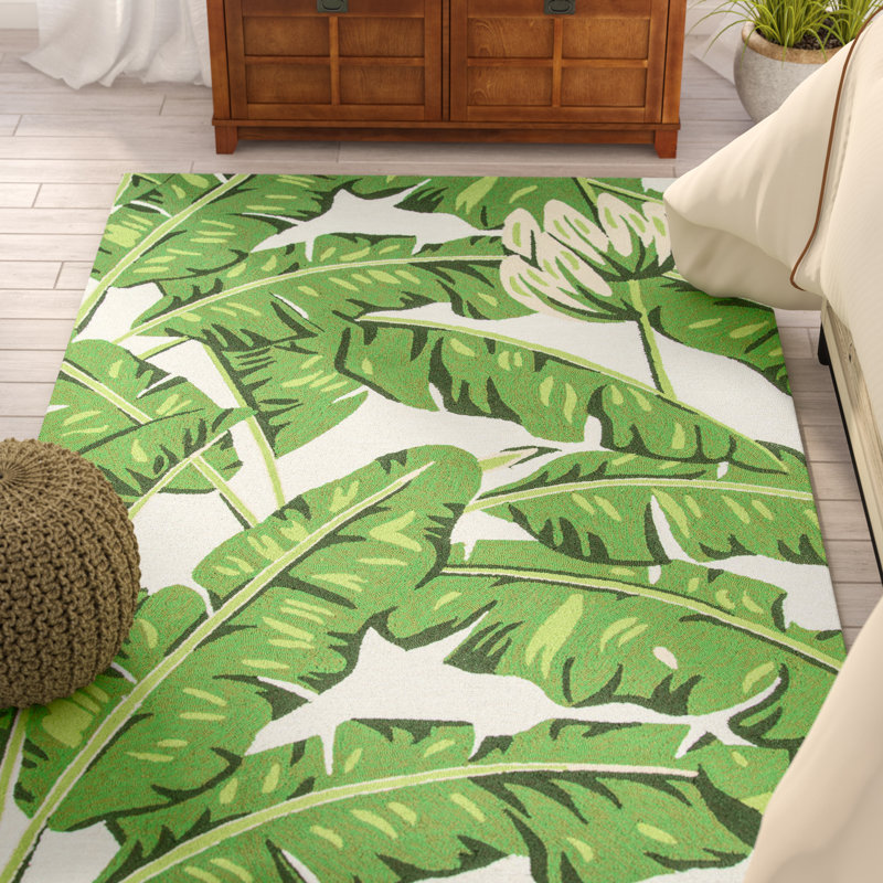 Tapis vert foncé à motif floral crocheté à la main Zaliki, Rectangle 3 pi 9 po x 5 pi 9 po