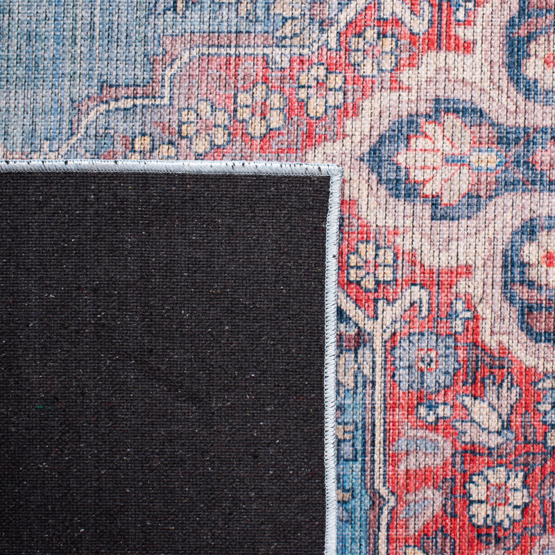 Demetrius Oriental Red/Blue Area Rug, Round 6'7"