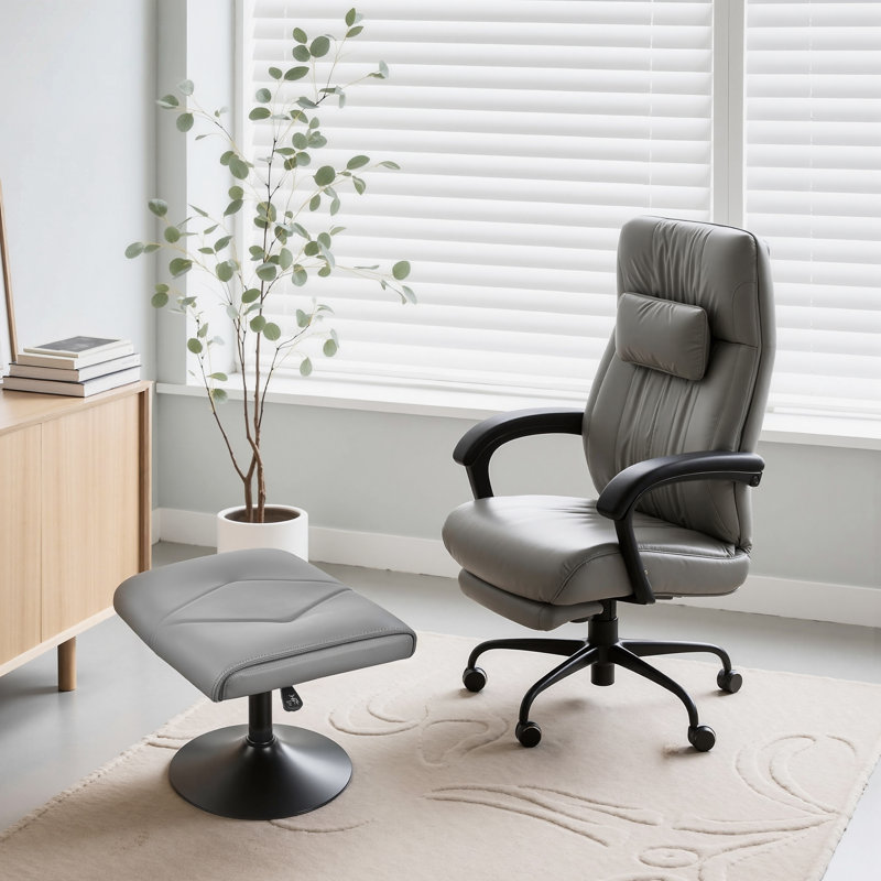 Tabouret de repose-pieds rembourré à hauteur ajustable, tabouret pivotant en cuir de polyuréthane, tabouret de meuble-lavabo sous le bureau et le repose-pieds pour bureau, salon et meuble-lavabo