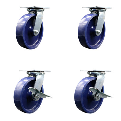 Ensemble de 4 roulettes pivotantes en poly 4 pièces 2 verrous pivotants 2 freins