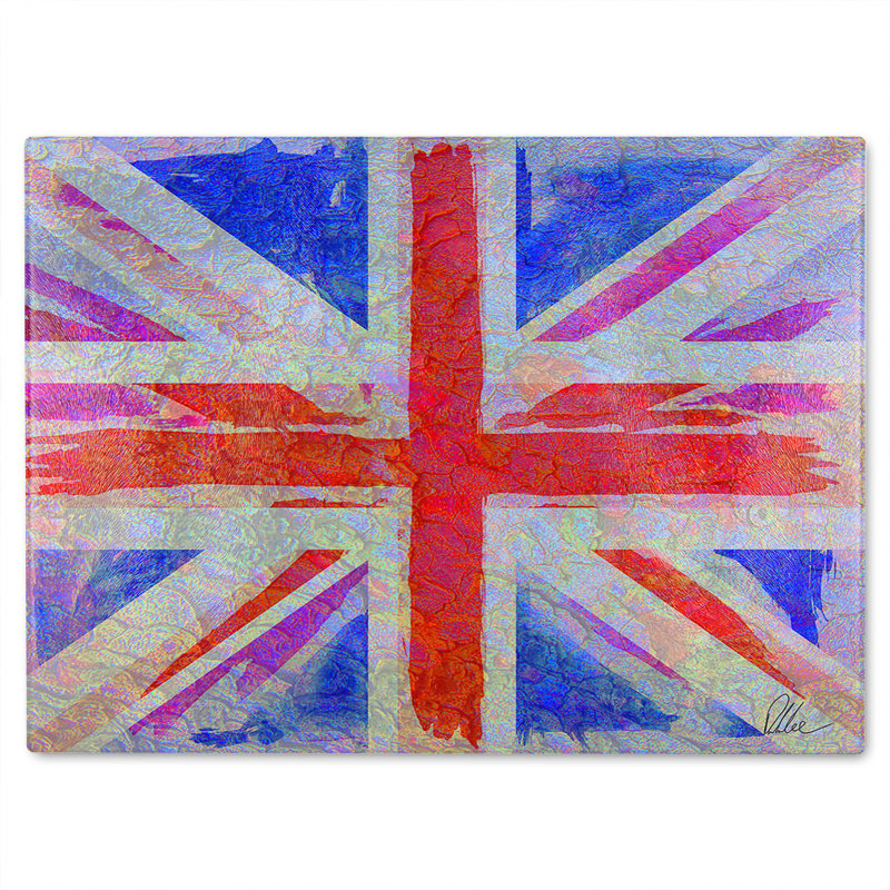 Union Jack Glass Chopping Board, 40cm L x 28cm W