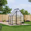Ensemble de serre en polycarbonate en aluminium noir robuste de 6 pi x 4 pi avec portes battantes doubles, évent de toit, gouttière et résistance élevée au vent-124938933