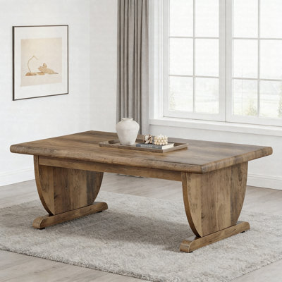 Table basse rectangulaire en bois rustique avec base à piédestal 47,2 po