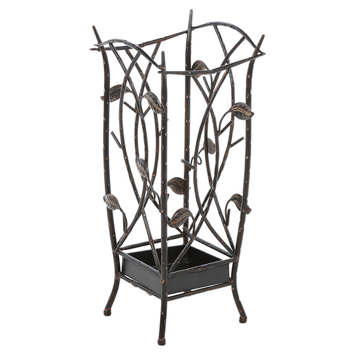 Oil-Rubbed Bronze Leaf Metal Freestanding Umbrella Stand