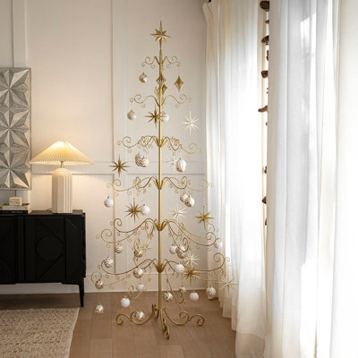 Barton 6.4ft Wrought Christmas Tree Ornament Display Stand- DIY Star Topper