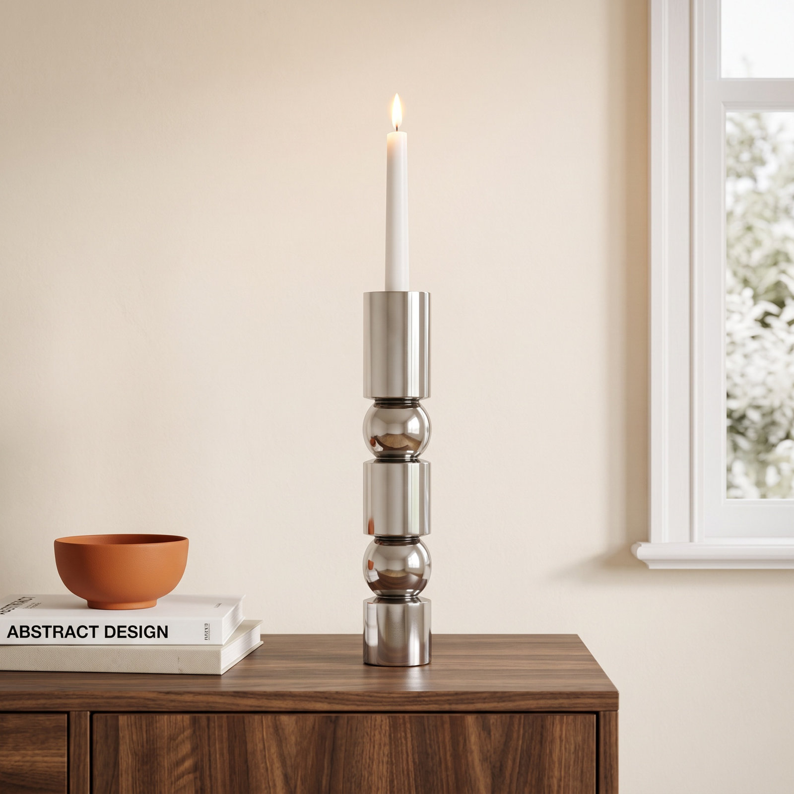 Paulding Aluminum Pillar Candle Holder, 11" H x 2" W x 2" D