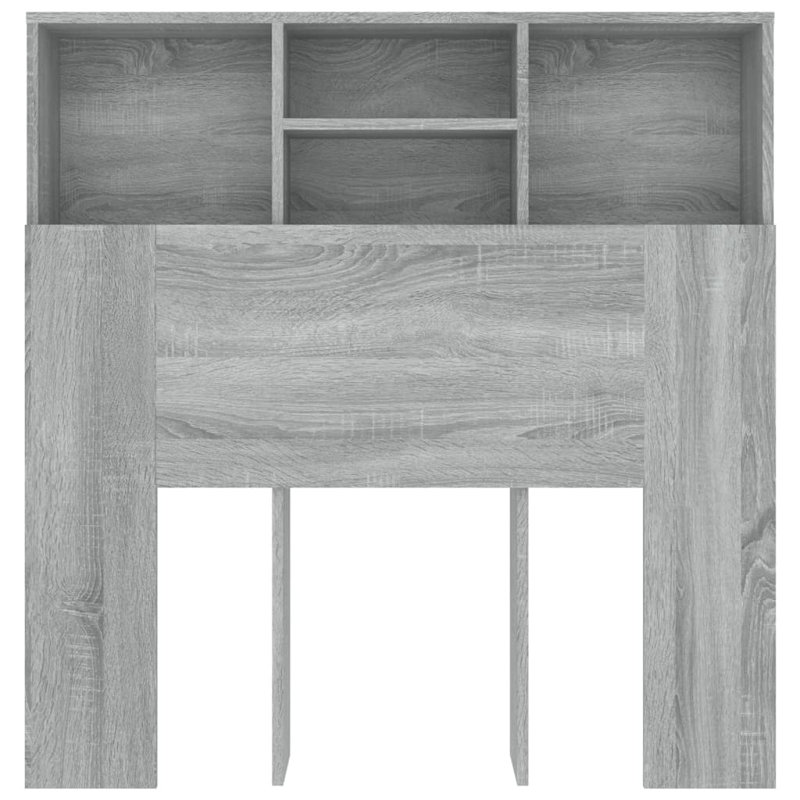 Headboard Cabinet Bedroom Home Indoor Bookcase, Single (3'), Grey Sonoma