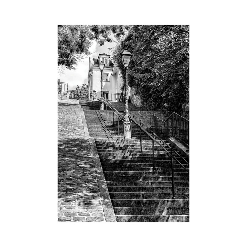 «Black Montmartre Series - Stairs Climb» par Philippe Hugonnard - reproduction de photo sur toile tendue
