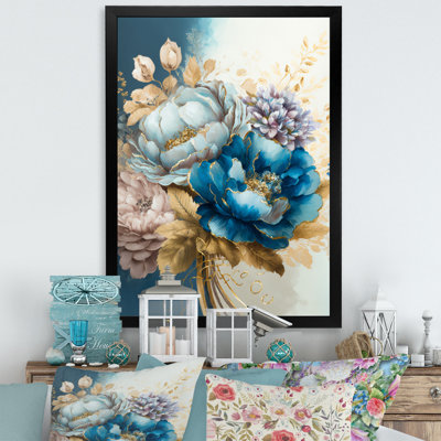 " Golden Blue Flower Arrangement IV "