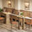 Rustic Brown Round Fluted Bar Table With 3-Tier Hidden Storage