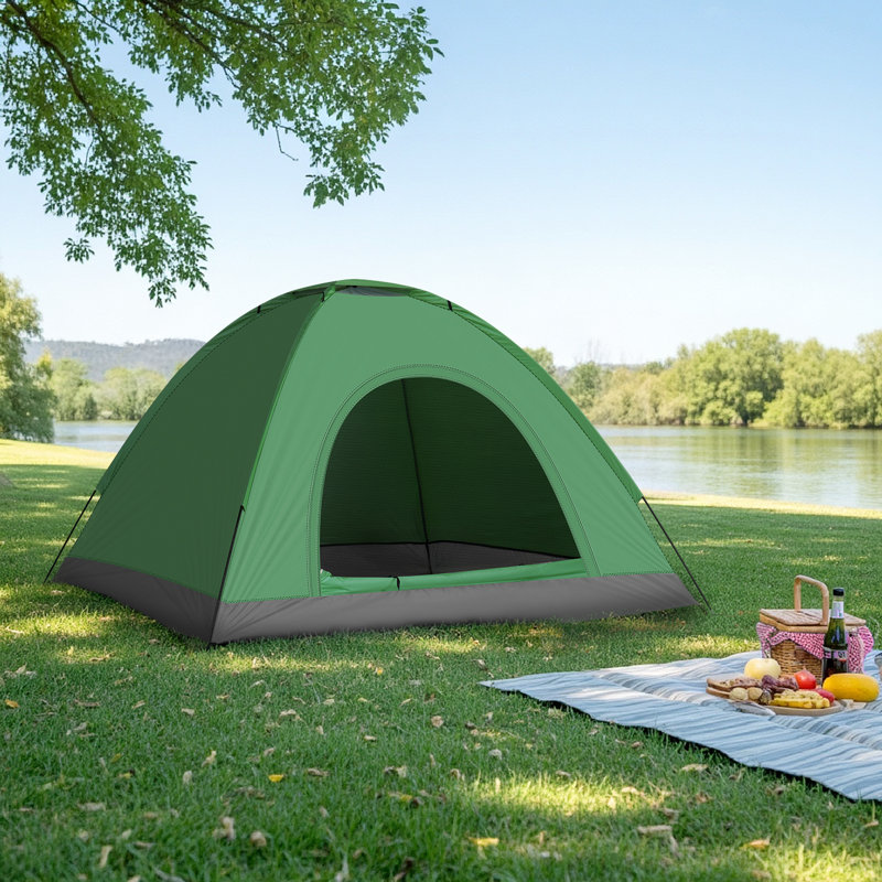 3-Person Dome-Shaped Portable Camping Tent, Green