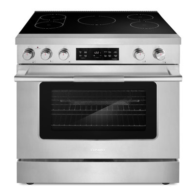Cosmo 36 In. Stellar Collection 6.1 Cu. Ft. Induction Range, 5 Burner Ceramic Glass Cooktop, Convection Oven, Stainless Steel