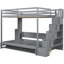 Lit hydraulique en gris - lit superposé polyvalent et option mezzanine avec bureau de rangement, maximise la fonctionnalité-1060078022