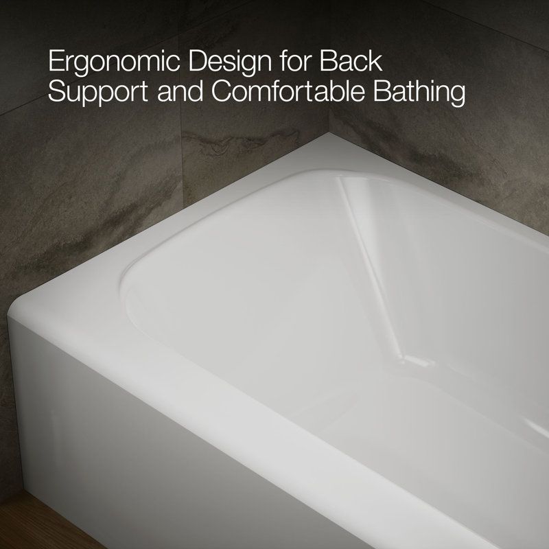 Avec 60 In. X 36 In. Alcove Bath, Left Drain, White, Right