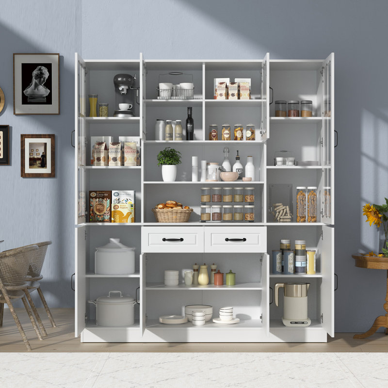 71" H Kitchen Pantry Cabinet, White