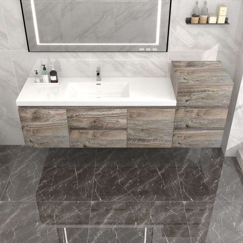 Moreno Bailey 67'' Single Bathroom Vanity with Acrylic Top, Natural Wood
