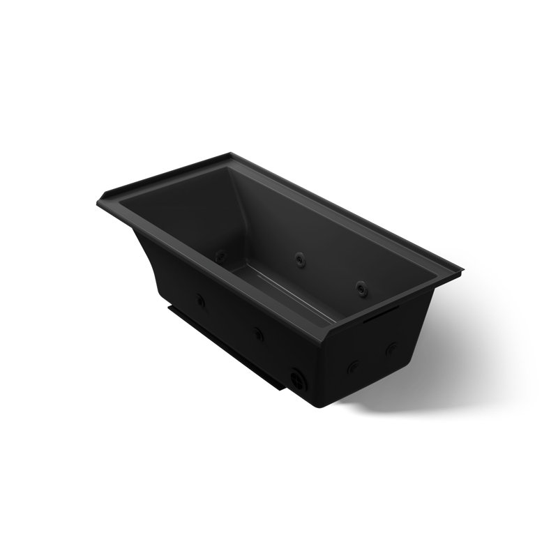 60" x 30" Drop In Whirlpool Acrylic Bathtub with Heater, Black, Right
