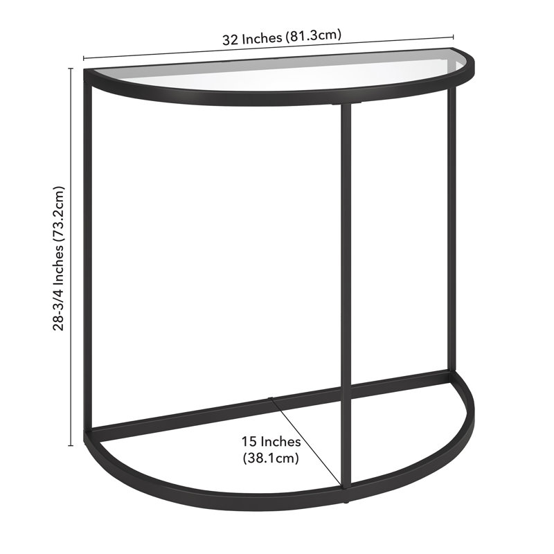 Cricklade 32'' Glass Top Console Table, Black