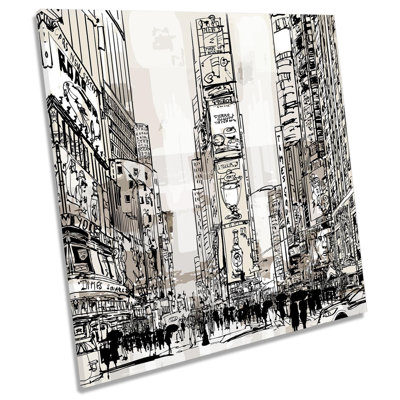 Z6011 New York Times Square Sketch Picture - Wrapped Canvas Print