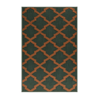 Machine Washable Trellis Green Area Rug