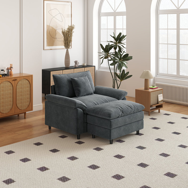 Canapé simple avec repose-pieds, Gris