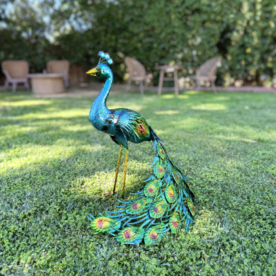  Metal Standing Peacock Statue