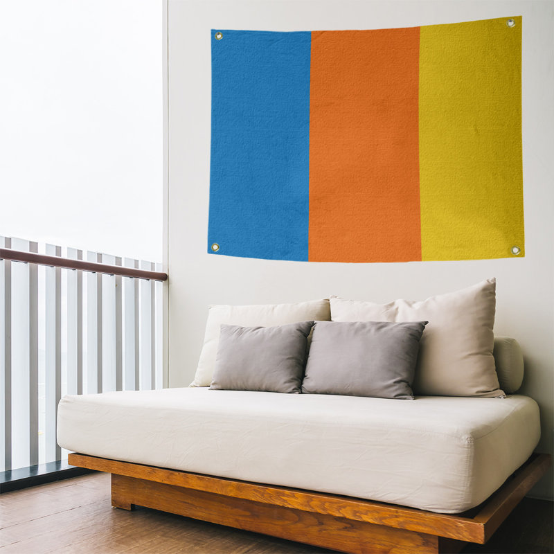 Tapisserie de polyester Baltimore, Miami, H 59 po x l 80 po x P 1 po, Bleu / rouge orangé / jaune
