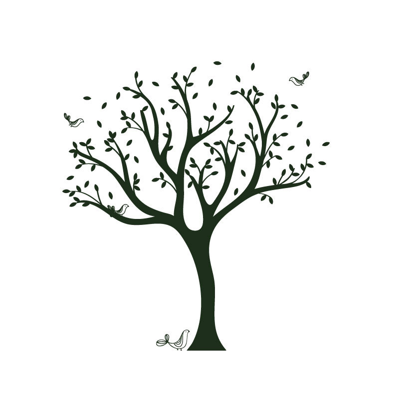 Décalcomanie murale arbre tweet, Vert Noël