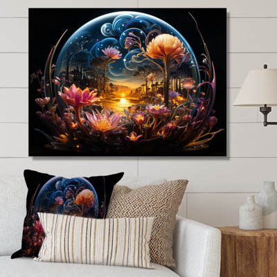 Ville de fleurs, paysages fantastiques sur toile
