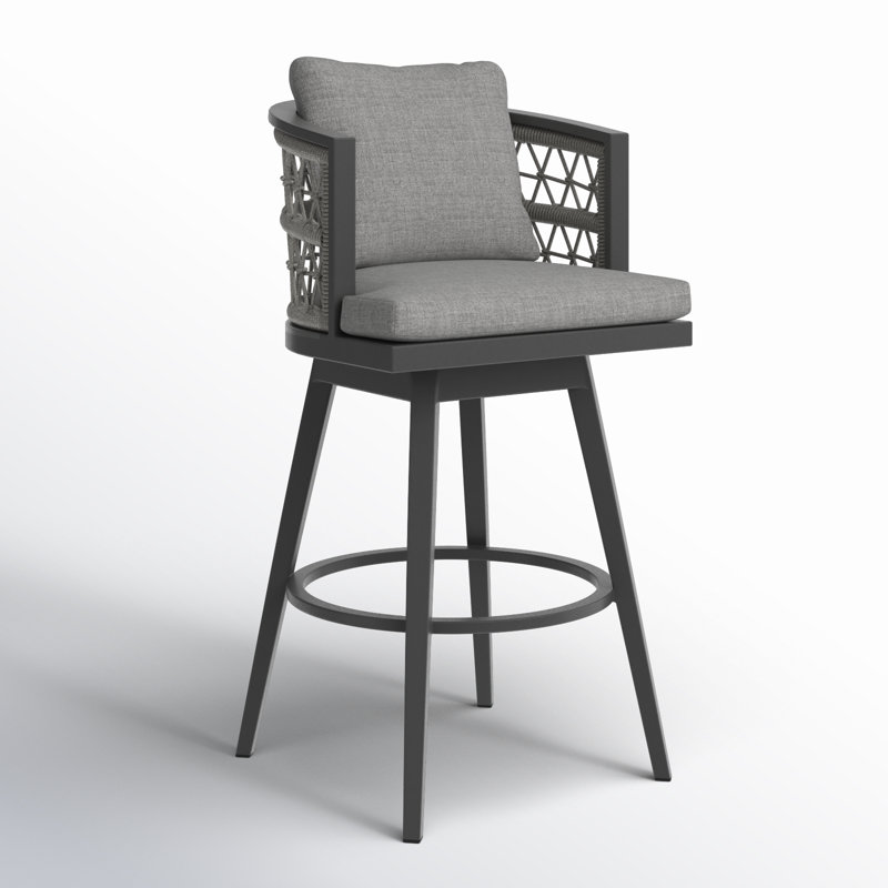 Tabouret d'extérieur en métal avec coussin Harleigh, 30"