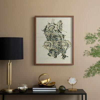 «Vintage Abstract Print CX», reproduction encadrée - bois massif